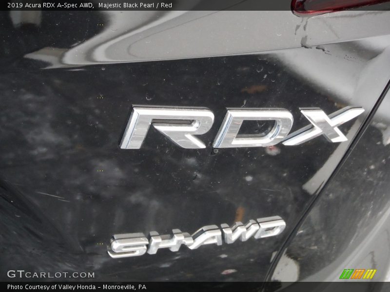 Majestic Black Pearl / Red 2019 Acura RDX A-Spec AWD