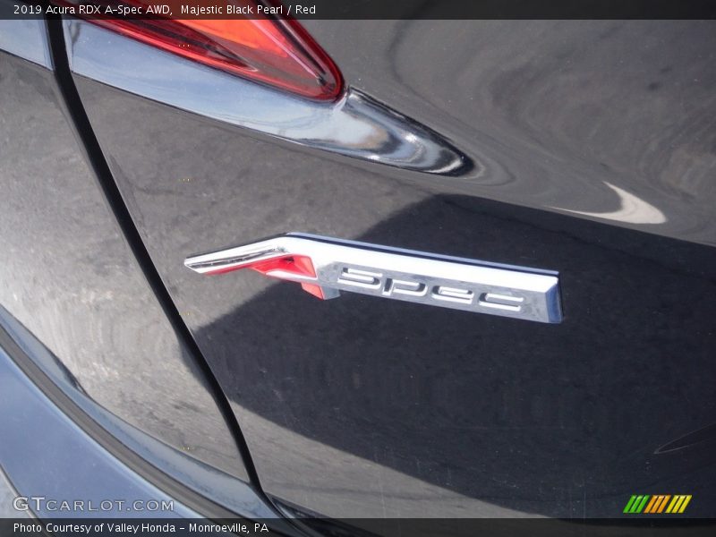 Majestic Black Pearl / Red 2019 Acura RDX A-Spec AWD