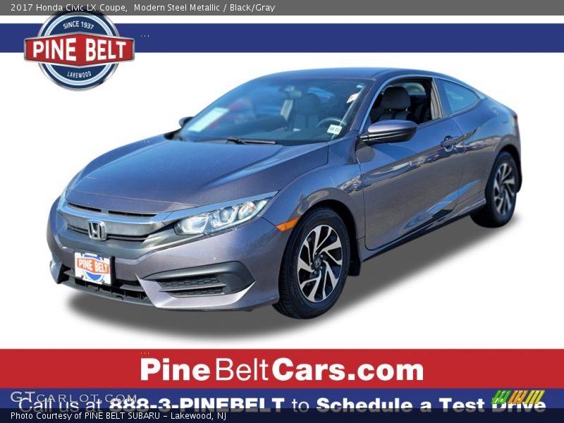 Modern Steel Metallic / Black/Gray 2017 Honda Civic LX Coupe