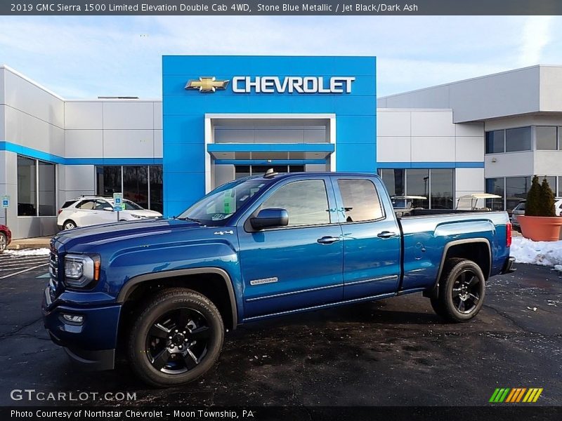Stone Blue Metallic / Jet Black/Dark Ash 2019 GMC Sierra 1500 Limited Elevation Double Cab 4WD
