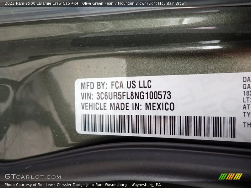 Olive Green Pearl / Mountain Brown/Light Mountain Brown 2022 Ram 2500 Laramie Crew Cab 4x4