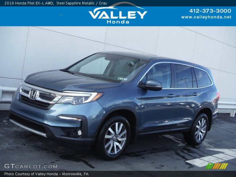 Steel Sapphire Metallic / Gray 2019 Honda Pilot EX-L AWD