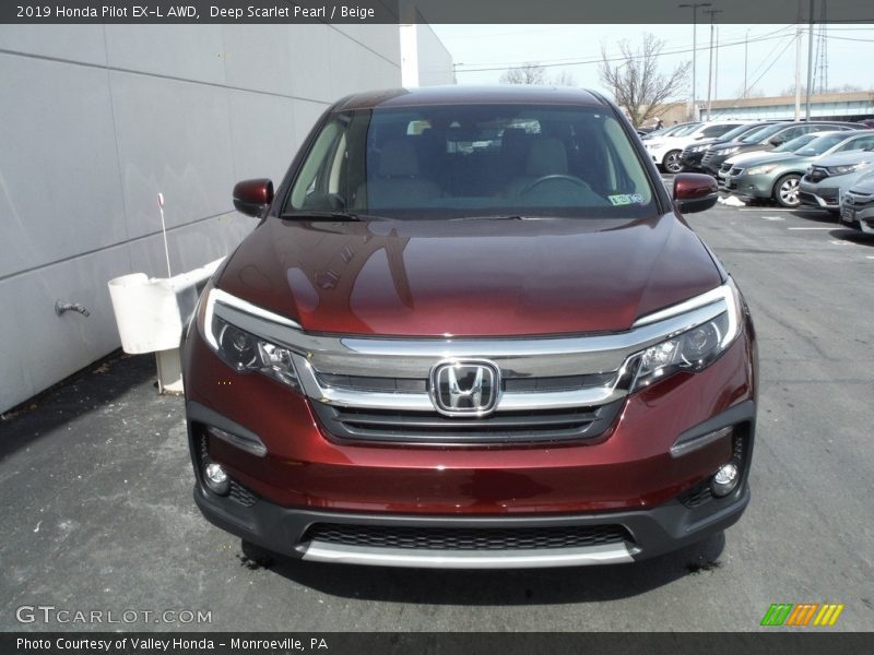 Deep Scarlet Pearl / Beige 2019 Honda Pilot EX-L AWD