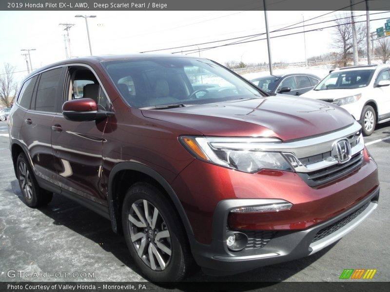 Deep Scarlet Pearl / Beige 2019 Honda Pilot EX-L AWD