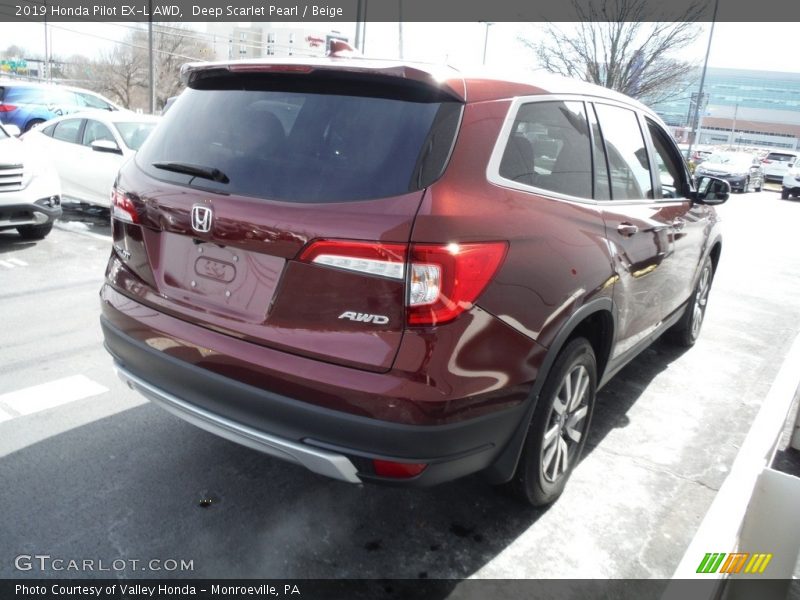 Deep Scarlet Pearl / Beige 2019 Honda Pilot EX-L AWD