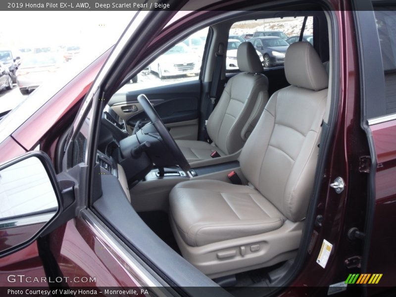 Deep Scarlet Pearl / Beige 2019 Honda Pilot EX-L AWD