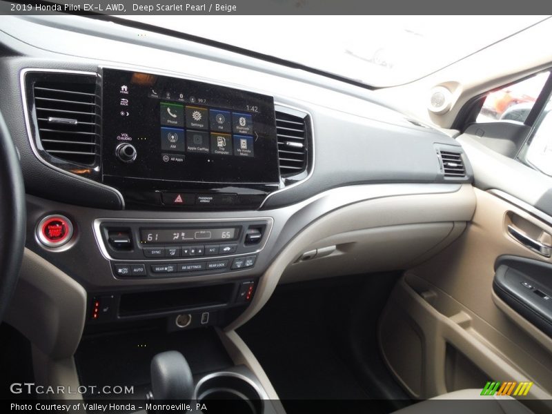 Deep Scarlet Pearl / Beige 2019 Honda Pilot EX-L AWD