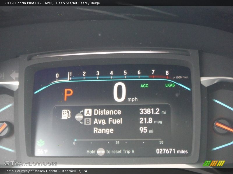 Deep Scarlet Pearl / Beige 2019 Honda Pilot EX-L AWD
