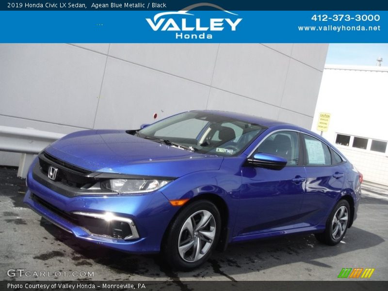 Agean Blue Metallic / Black 2019 Honda Civic LX Sedan
