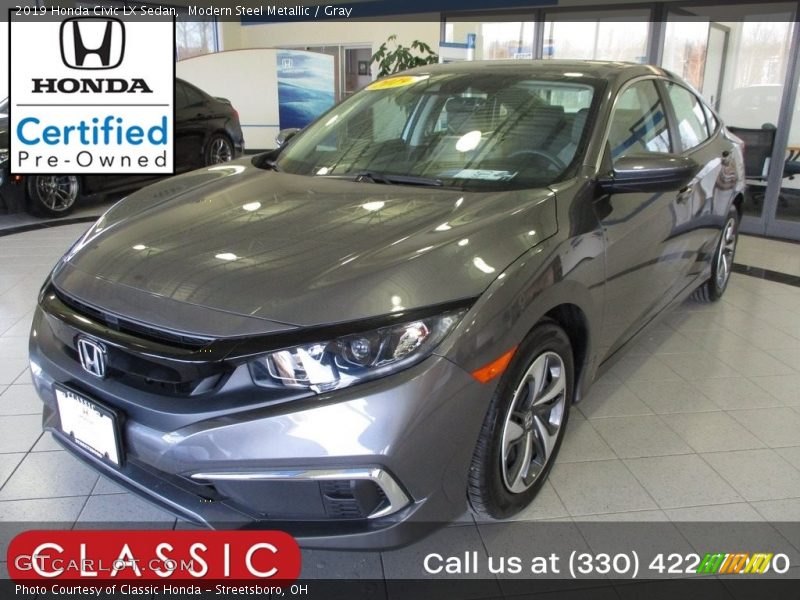 Modern Steel Metallic / Gray 2019 Honda Civic LX Sedan