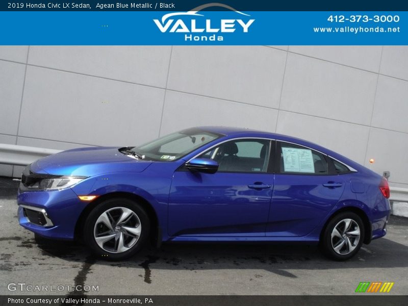 Agean Blue Metallic / Black 2019 Honda Civic LX Sedan