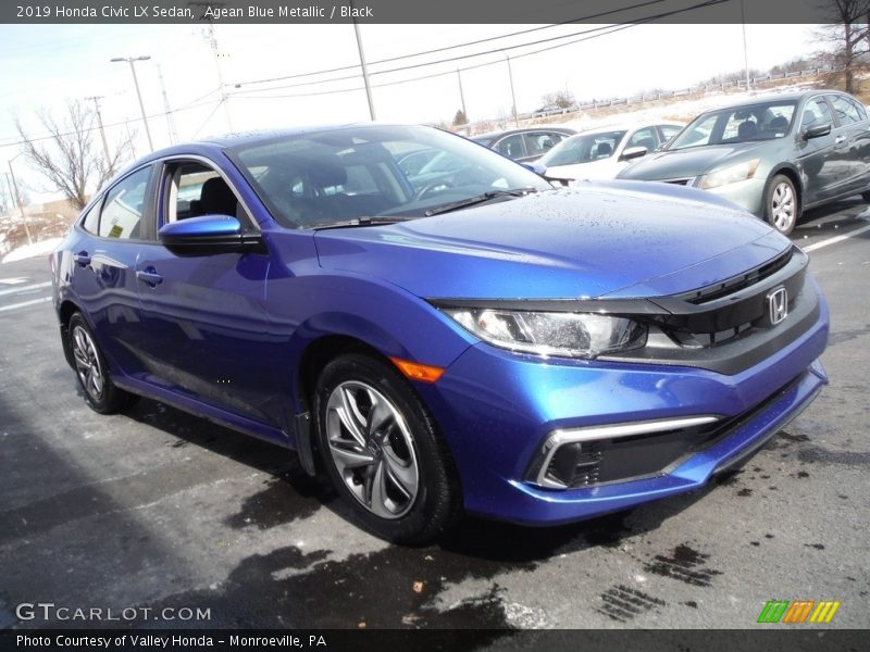 Agean Blue Metallic / Black 2019 Honda Civic LX Sedan