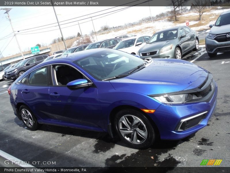 Agean Blue Metallic / Black 2019 Honda Civic LX Sedan
