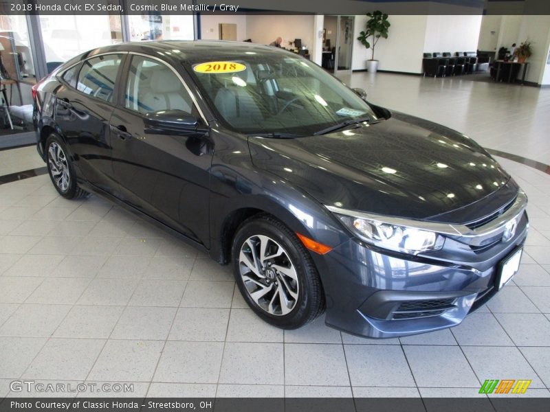 Cosmic Blue Metallic / Gray 2018 Honda Civic EX Sedan