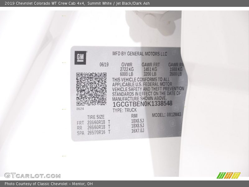 Summit White / Jet Black/Dark Ash 2019 Chevrolet Colorado WT Crew Cab 4x4