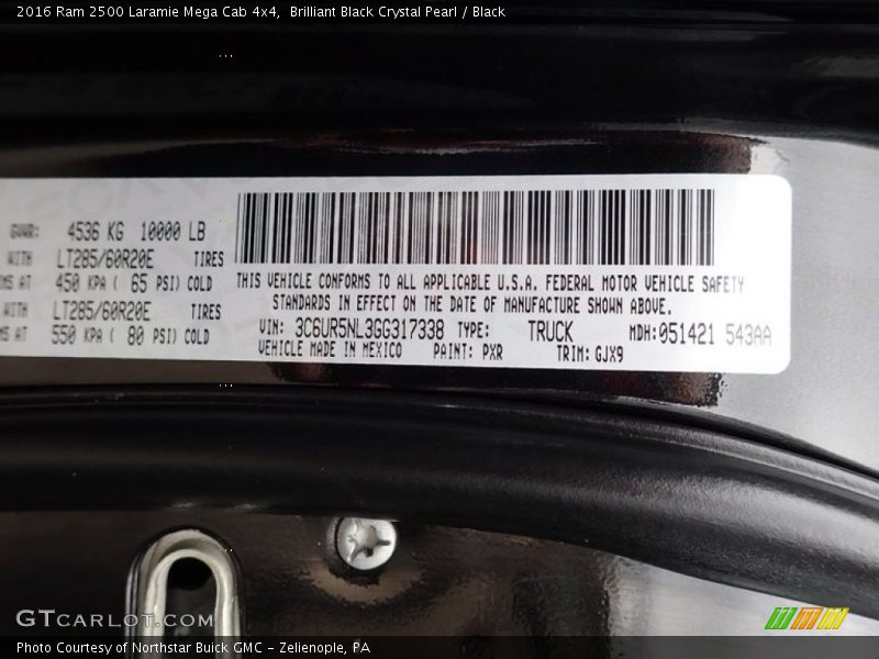 2016 2500 Laramie Mega Cab 4x4 Brilliant Black Crystal Pearl Color Code PXR