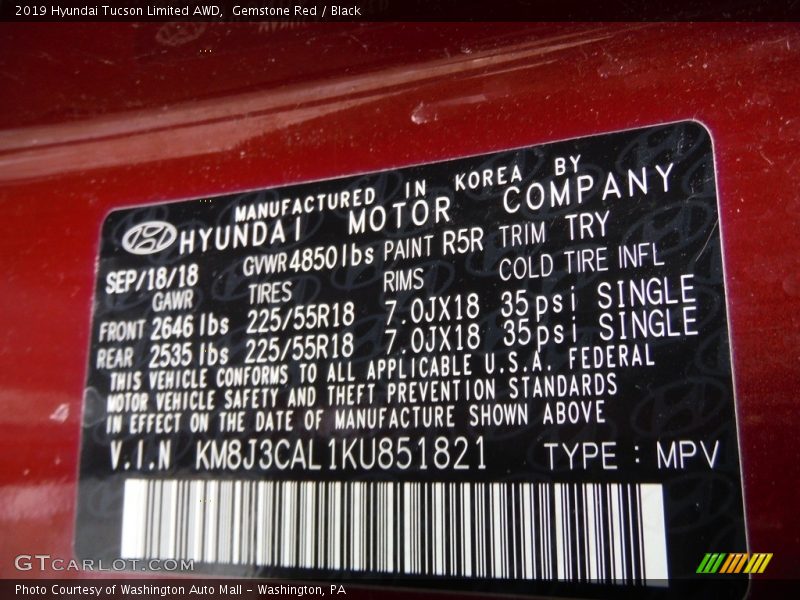 Gemstone Red / Black 2019 Hyundai Tucson Limited AWD