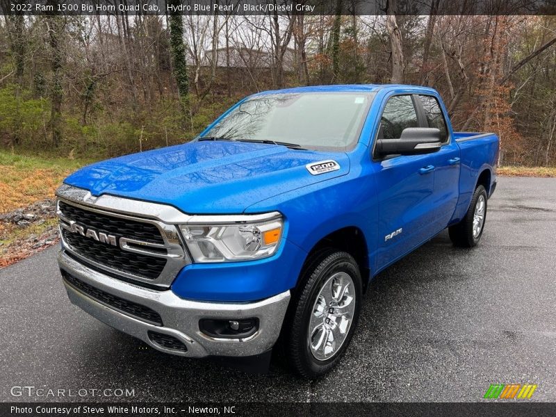 Hydro Blue Pearl / Black/Diesel Gray 2022 Ram 1500 Big Horn Quad Cab