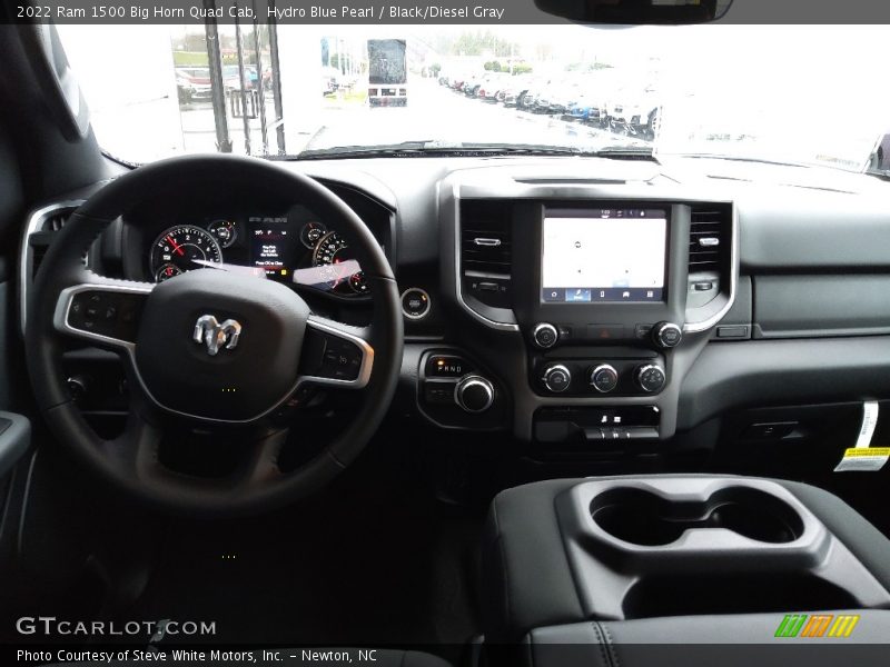 Hydro Blue Pearl / Black/Diesel Gray 2022 Ram 1500 Big Horn Quad Cab