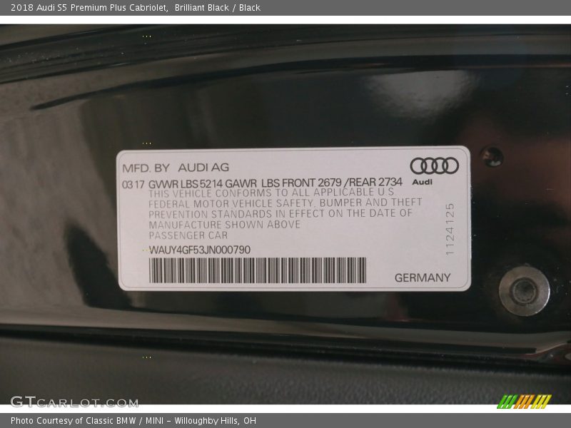 Brilliant Black / Black 2018 Audi S5 Premium Plus Cabriolet