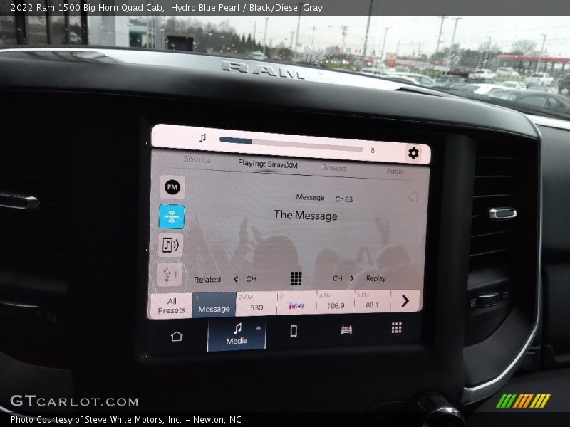 Hydro Blue Pearl / Black/Diesel Gray 2022 Ram 1500 Big Horn Quad Cab