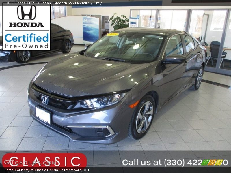 Modern Steel Metallic / Gray 2019 Honda Civic LX Sedan