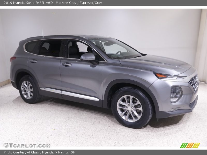 Machine Gray / Espresso/Gray 2019 Hyundai Santa Fe SEL AWD