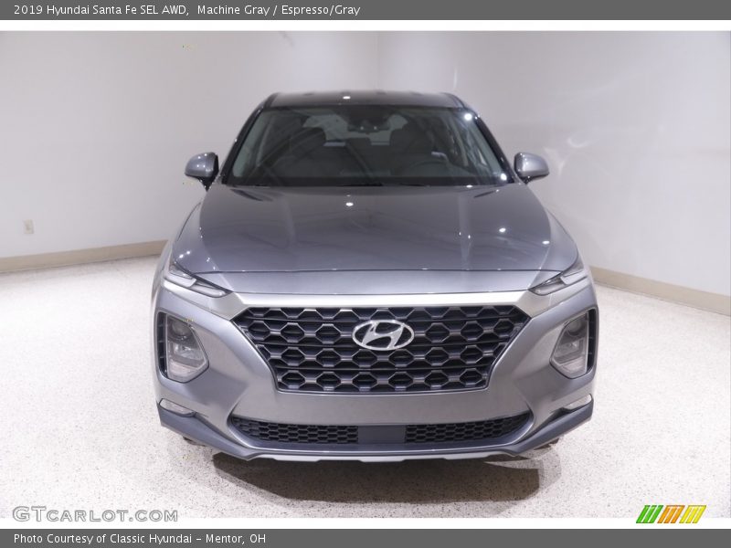 Machine Gray / Espresso/Gray 2019 Hyundai Santa Fe SEL AWD