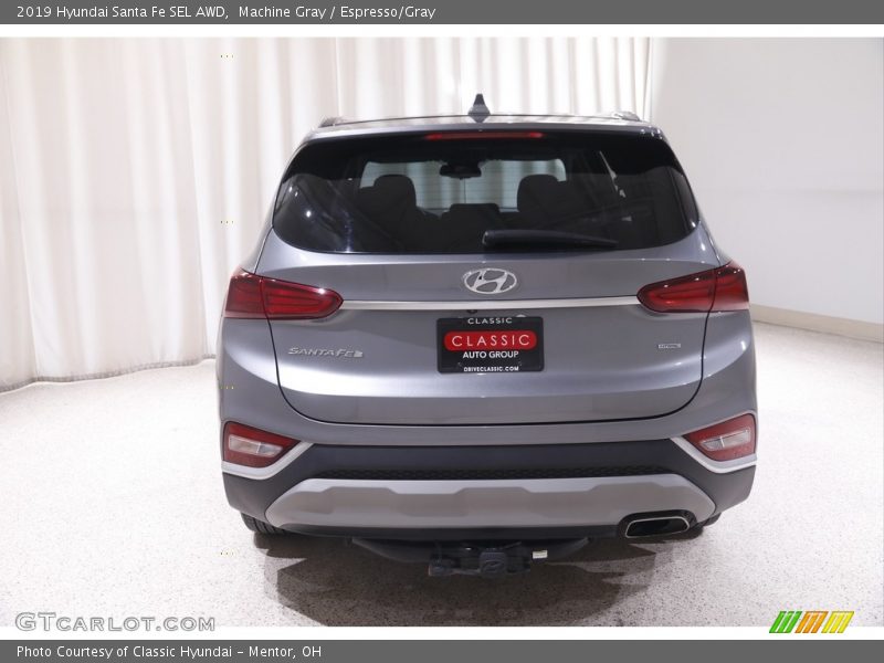 Machine Gray / Espresso/Gray 2019 Hyundai Santa Fe SEL AWD