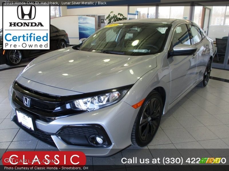 Lunar Silver Metallic / Black 2019 Honda Civic EX Hatchback