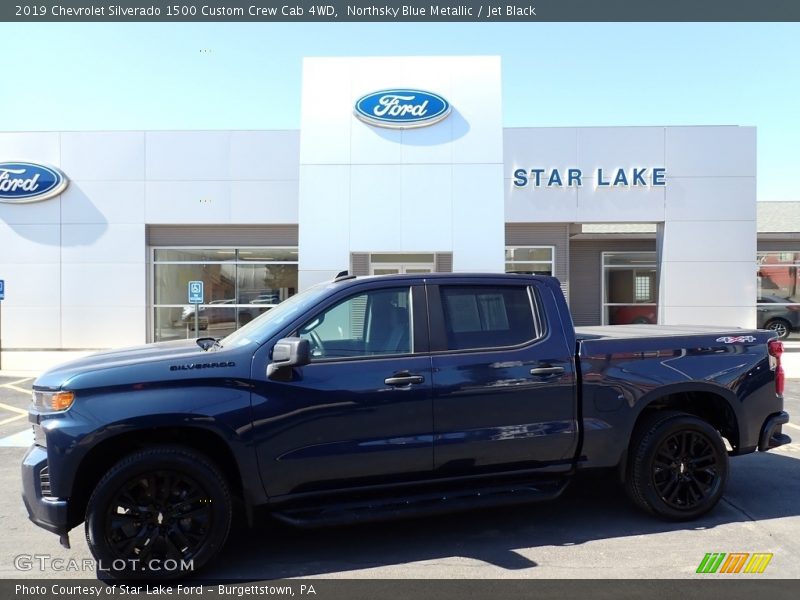 Northsky Blue Metallic / Jet Black 2019 Chevrolet Silverado 1500 Custom Crew Cab 4WD