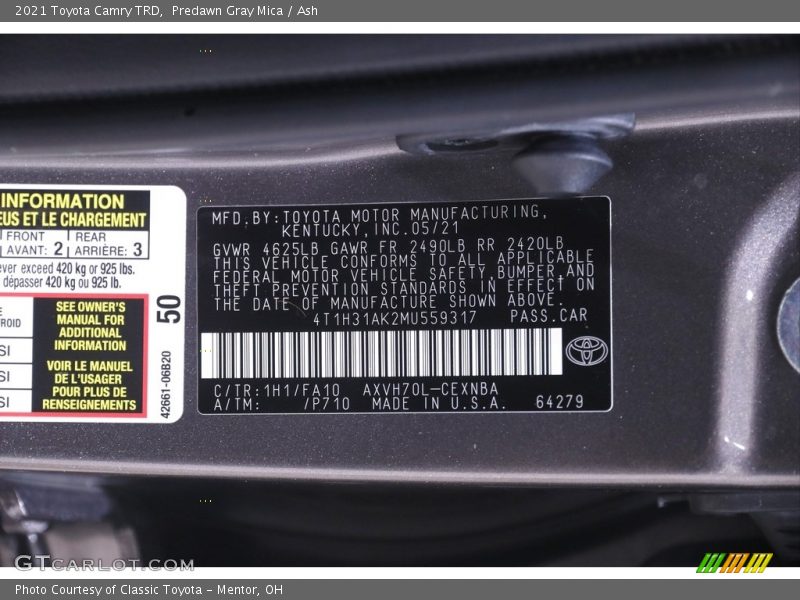 Predawn Gray Mica / Ash 2021 Toyota Camry TRD