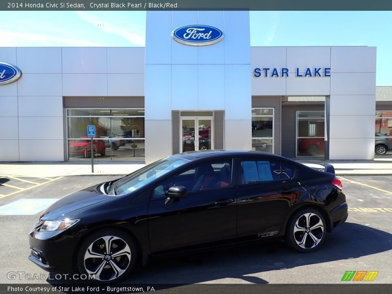 Crystal Black Pearl / Black/Red 2014 Honda Civic Si Sedan