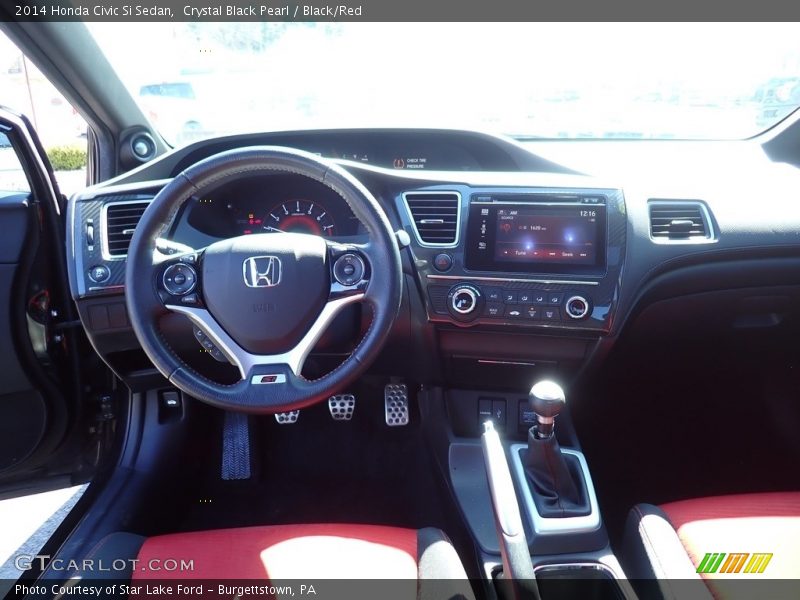 Crystal Black Pearl / Black/Red 2014 Honda Civic Si Sedan