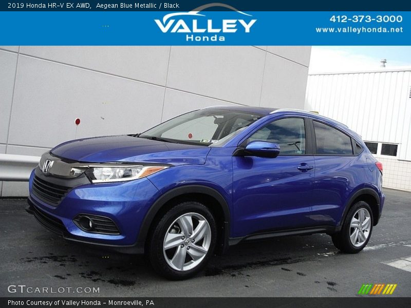 Aegean Blue Metallic / Black 2019 Honda HR-V EX AWD