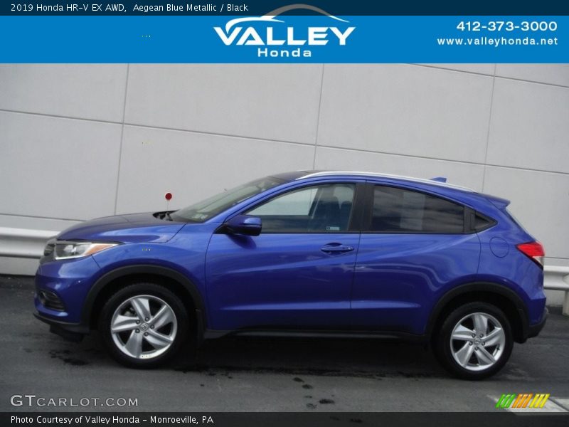 Aegean Blue Metallic / Black 2019 Honda HR-V EX AWD