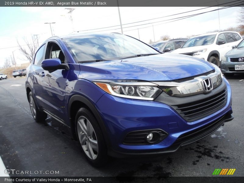 Aegean Blue Metallic / Black 2019 Honda HR-V EX AWD