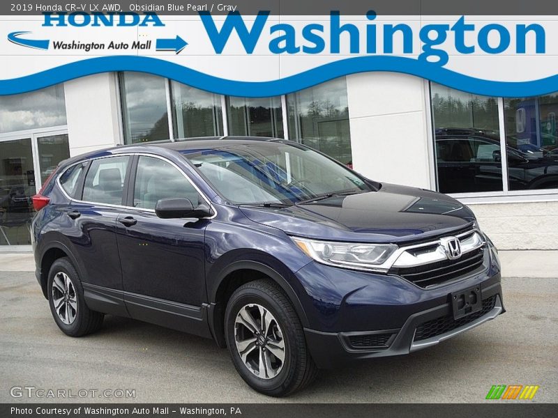 Obsidian Blue Pearl / Gray 2019 Honda CR-V LX AWD