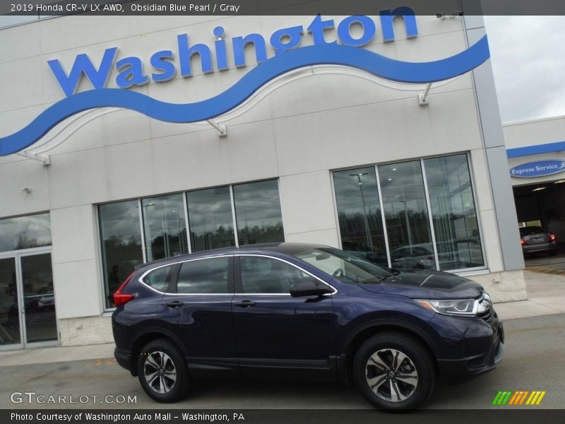 Obsidian Blue Pearl / Gray 2019 Honda CR-V LX AWD