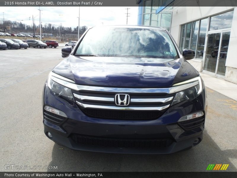 Obsidian Blue Pearl / Gray 2016 Honda Pilot EX-L AWD