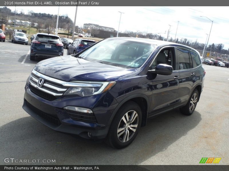 Obsidian Blue Pearl / Gray 2016 Honda Pilot EX-L AWD