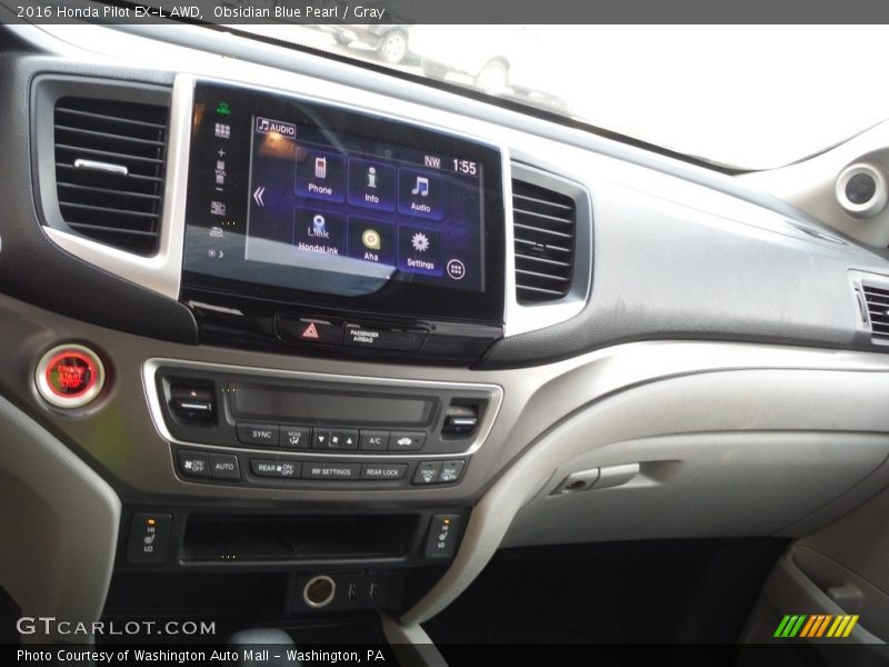 Obsidian Blue Pearl / Gray 2016 Honda Pilot EX-L AWD