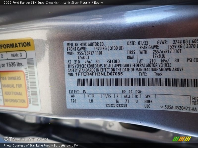 Iconic Silver Metallic / Ebony 2022 Ford Ranger STX SuperCrew 4x4