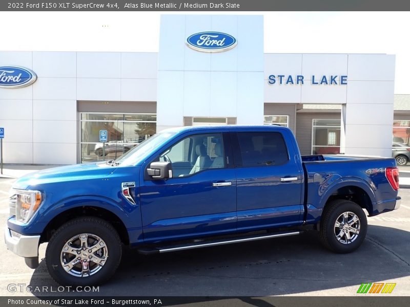 Atlas Blue Metallic / Medium Dark Slate 2022 Ford F150 XLT SuperCrew 4x4