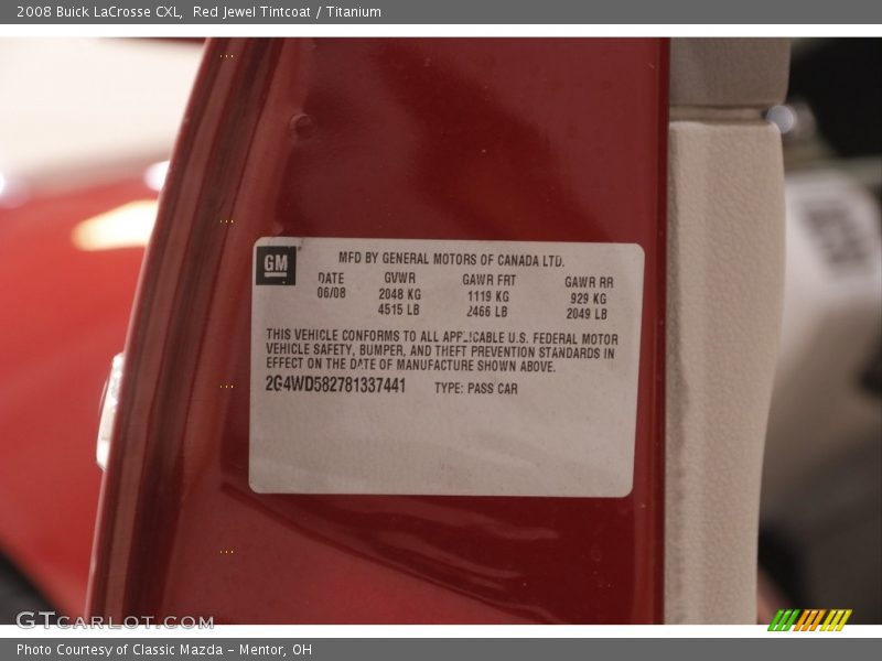 Red Jewel Tintcoat / Titanium 2008 Buick LaCrosse CXL