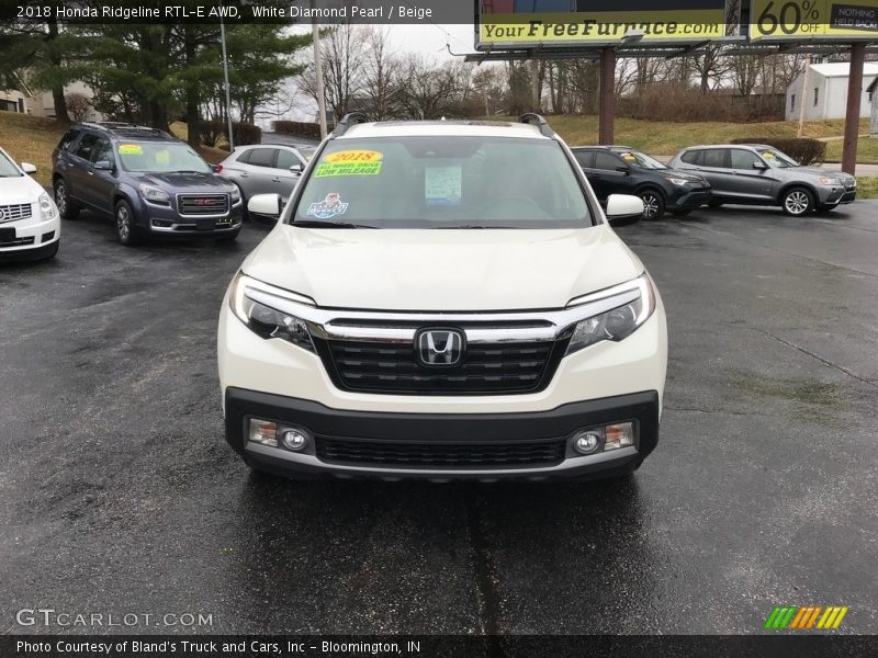 White Diamond Pearl / Beige 2018 Honda Ridgeline RTL-E AWD