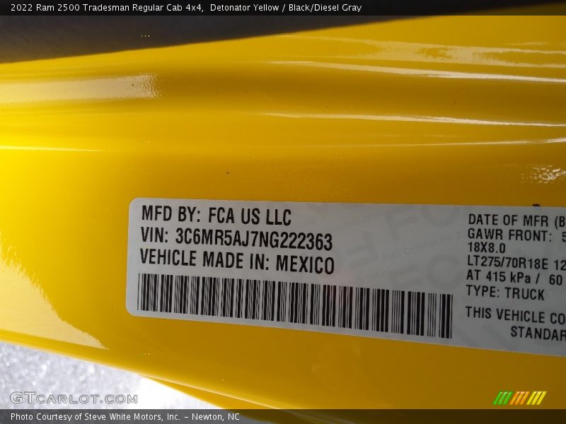 Detonator Yellow / Black/Diesel Gray 2022 Ram 2500 Tradesman Regular Cab 4x4