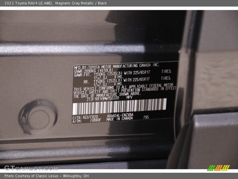 Magnetic Gray Metallic / Black 2021 Toyota RAV4 LE AWD