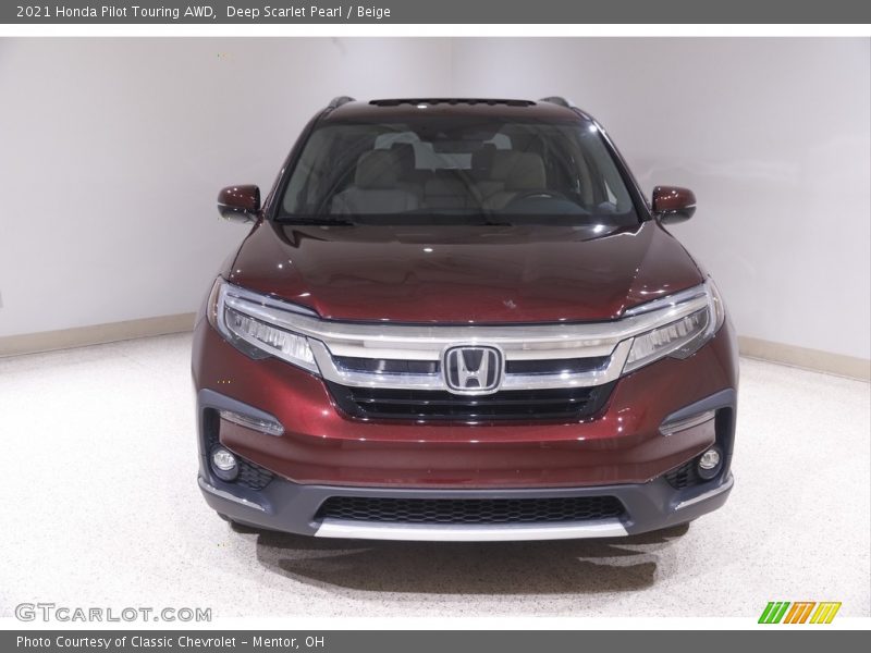 Deep Scarlet Pearl / Beige 2021 Honda Pilot Touring AWD