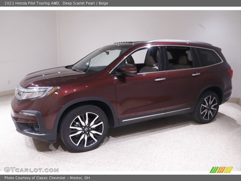 Deep Scarlet Pearl / Beige 2021 Honda Pilot Touring AWD